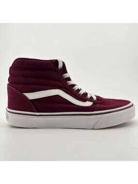 Vans Sk8-Hi Womens Size 7.5 Burgundy White Athletic Skateboard Shoes Sneakers